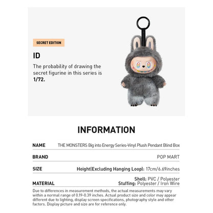 The Monsters Big Into Energy Secret ID Vinyl Plush Labubu